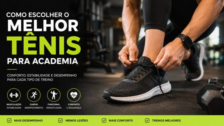 Pessoa calçando um tênis para academia antes do treino de musculação